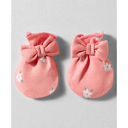 Babyhug 100% Cotton Interlock Knit Floral Printed Mittens & Booties- Multicolor