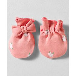 Babyhug 100% Cotton Interlock Knit Floral Printed Mittens & Booties- Multicolor