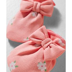 Babyhug 100% Cotton Interlock Knit Floral Printed Mittens & Booties- Multicolor