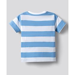 Babyhug Single Jersey Knit Half Sleeves Striped Animal Printed T-Shirt & Shorts Set - Multicolor