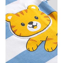 Babyhug Single Jersey Knit Half Sleeves Striped Animal Printed T-Shirt & Shorts Set - Multicolor