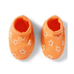Babyhug 100% Cotton Knit Mittens & Booties Set with Star Print - Orange