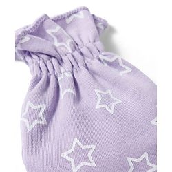 Babyhug 100% Cotton Knit Mittens & Booties Set with Star Print - Lavender