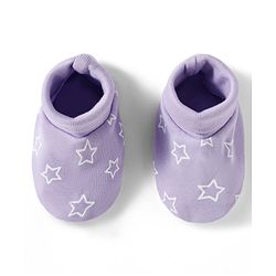 Babyhug 100% Cotton Knit Mittens & Booties Set with Star Print - Lavender
