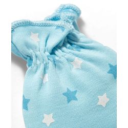 Babyhug 100% Cotton Knit Mittens & Booties With Star Print - Multicolor