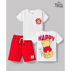 Babyhug Disney Single Jersey Knit Half Sleeves T-Shirt & Shorts Set with Winnie The Pooh Graphics - Multicolor