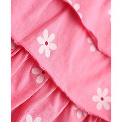 Babyhug Single Jersey Knit Frock with Half Sleeves and Floral Print - Pink