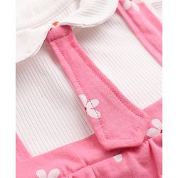 Babyhug Single Jersey Knit Frock with Half Sleeves and Floral Print - Pink