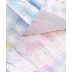 Babyhug Cotton Woven Rib Knit Half Sleeves Dress With Peter Pan Collar & Checks - Pink