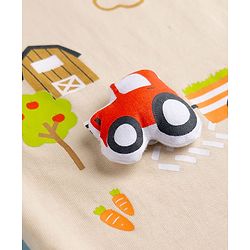 Babyhug Cotton Knit Half Sleeves T-Shirt With Farm Theme & Applique - Multicolor