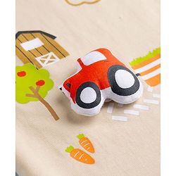 Babyhug Cotton Knit Half Sleeves T-Shirt With Farm Theme & Applique - Multicolor