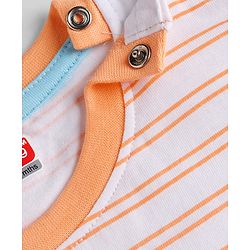 Babyhug Cotton Knit T-Shirt Half Sleeves Striped with Graphic Print Multi Color 6-9 Months