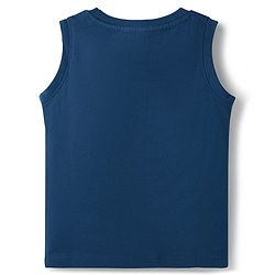 Babyhug Cotton Knit Sleeveless T-Shirt With Basketball Print - Navy Blue