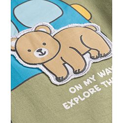 Babyhug 100% Cotton Knit Half Sleeves T-Shirt with Patch Detailing - Green