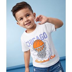 Babyhug 100% Cotton Knit Half Sleeves T-Shirt With Basketball Print - Multicolor