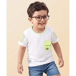 Babyhug 100% Cotton Knit Half Sleeves Text Printed T-Shirt - White