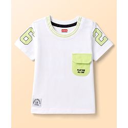 Babyhug 100% Cotton Knit Half Sleeves Text Printed T-Shirt - White