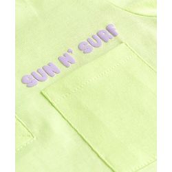 Babyhug 100% Cotton Knit Half Sleeves Henley Neck T-Shirt with Front & Back Tropical Theme Print - Light Green