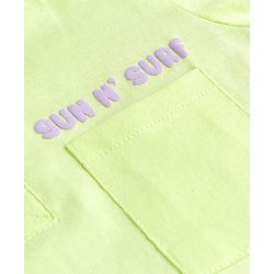 Babyhug 100% Cotton Knit Half Sleeves Henley Neck T-Shirt with Front & Back Tropical Theme Print - Light Green