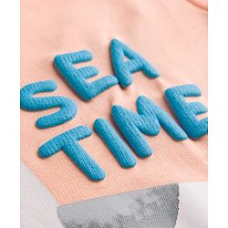 Babyhug 100% Cotton Knit Half Sleeves T-Shirt With Birds Print - Peach