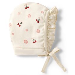 Babyhug 100% Cotton Interlock Knit Baby Caps With Floral Cherry & Polka Dots Print Pack of 2 Multicolor - Diameter 10.5 cm