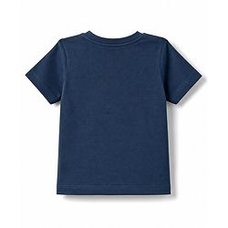 Babyhug 100% Cotton Knit Half Sleeves T-Shirt With New York Print - Navy Blue