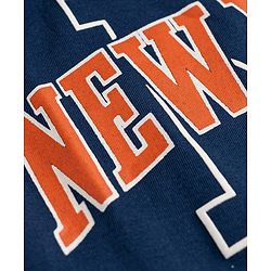 Babyhug 100% Cotton Knit Half Sleeves T-Shirt With New York Print - Navy Blue