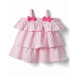 Babyhug Single Jersey Knit Sleeveless Top & Shorts Set with Heart Print & Bow Applique - Pink