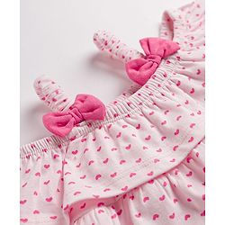 Babyhug Single Jersey Knit Sleeveless Top & Shorts Set with Heart Print & Bow Applique - Pink