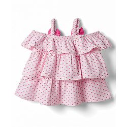 Babyhug Single Jersey Knit Sleeveless Top & Shorts Set with Heart Print & Bow Applique - Pink