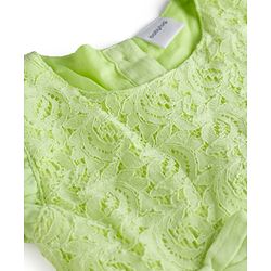 Babyhug Cotton Woven Flutter Sleeves Frock With Bow Applique - Light Green