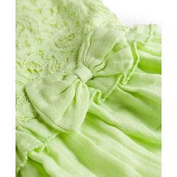 Babyhug Cotton Woven Flutter Sleeves Frock With Bow Applique - Light Green