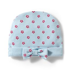 Babyhug 100% Cotton Interlock Knit Cap Mittens & Booties With Floral Print Multicolor - Diameter 10.5 cm