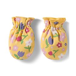 Babyhug 100% Cotton Knit Cap Mittens & Booties With Floral Print Multicolor - Diameter 9.5 cm