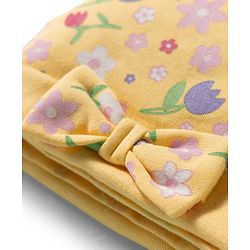 Babyhug 100% Cotton Knit Cap Mittens & Booties With Floral Print Multicolor - Diameter 9.5 cm