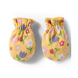 Babyhug 100% Cotton Knit Cap Mittens & Booties With Floral Print Multicolor - Diameter 9.5 cm