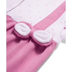 Babyhug 100% Cotton Knit Half Sleeves Polka Dot Printed Romper With Hairband & Bow Applique - Multicolor