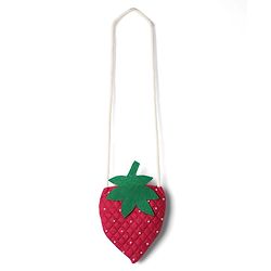 Babyhug 100% Cotton Woven Half Sleeves Strawberry Printed Frock With Bow Applique & Sling Bag - Yellow