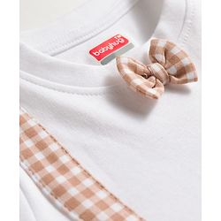 Babyhug 100% Cotton Knit Half Sleeves Checkered Romper with Bow Applique - Multicolor
