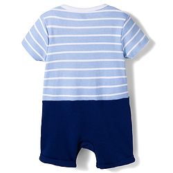 Babyhug 100% Cotton Romper Knit Half Striped Romper with Bow Applique - Multicolor