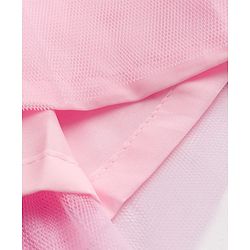 Babyhug Woven Half Frill Sleeves Striped Frock With Bow Applique & Lace Detailing & Headband - Pink