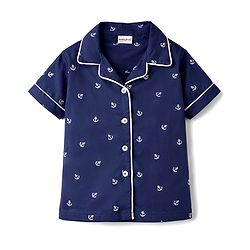 Babyhug Cotton Knit Half Sleeves Shirt & Shorts Co-ord Night Suit with Anchor Print - Navy Blue