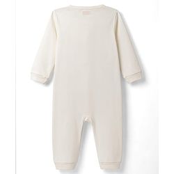 Babyhug 100% Cotton Knit Full Sleeves Star Printed Party Romper With Attached Wasit - White & Light Blue