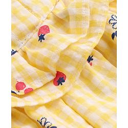 Babyhug Cotton Mixes Woven Frock with Half Sleeves and Floral Print - Yellow
