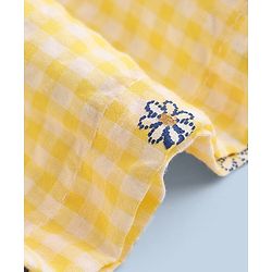 Babyhug Cotton Mixes Woven Frock with Half Sleeves and Floral Print - Yellow