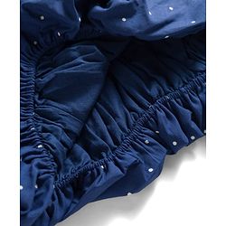 Babyhug Cotton Woven Sleeveless Polka Dots Printed Frock With Bow Applique - Navy Blue