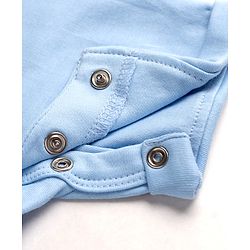 Babyhug 100% Cotton Knit Half Sleeves Tropical Theme Embroidered & Checked Romper - Light Blue