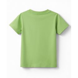 Babyhug Cotton Knit Half Sleeves T-Shirt with Teddy Patch - Multicolor