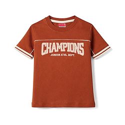 Babyhug Cotton Knit Half Sleeves T-Shirt with Champions Print - Multicolor