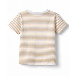 Babyhug Cotton Knit Half Sleeves Striped T-Shirt with Animal Patch - Multicolor